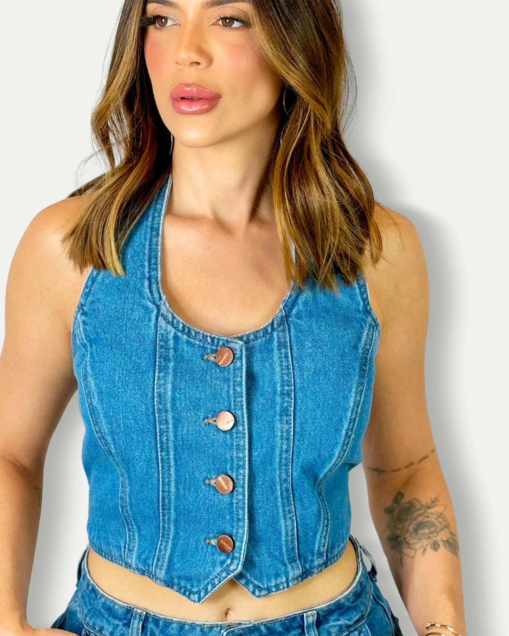 Cropped Frente Única Jeans