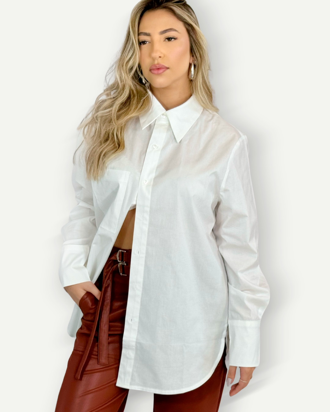 Camisa Longa Oversized Tricoline